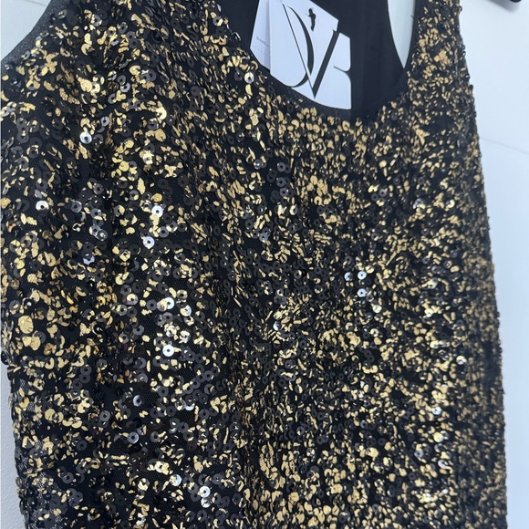 DVF Black & Gold Sequined Pellina party dress ✨🥂 - NWT - Picture 5 of 6